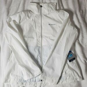 Columbia Women's Sportswear White Xl Waterproof Zip Rain Coat Stay Dry